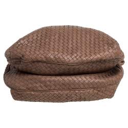 Pre Owned Bottega Veneta Brown Intrecciato Leather Drawstring Hobo