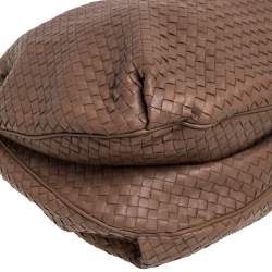 Pre Owned Bottega Veneta Brown Intrecciato Leather Drawstring Hobo