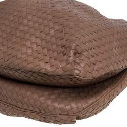 Pre Owned Bottega Veneta Brown Intrecciato Leather Drawstring Hobo