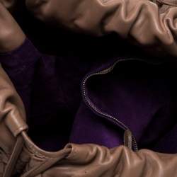 Pre Owned Bottega Veneta Brown Intrecciato Leather Drawstring Hobo