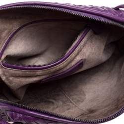 Pre Owned Bottega Veneta Purple Intrecciato Leather Nodini Crossbody Bag