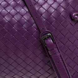 Pre Owned Bottega Veneta Purple Intrecciato Leather Nodini Crossbody Bag