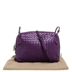 Pre Owned Bottega Veneta Purple Intrecciato Leather Nodini Crossbody Bag