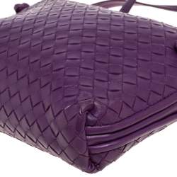 Pre Owned Bottega Veneta Purple Intrecciato Leather Nodini Crossbody Bag