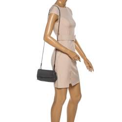 Pre Owned Bottega Veneta Grey Intrecciato Leather Flap Chain Crossbody Bag