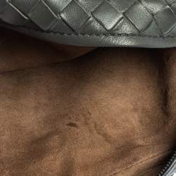 Pre Owned Bottega Veneta Grey Intrecciato Leather Flap Chain Crossbody Bag