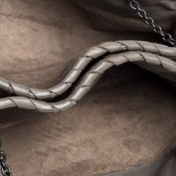 Pre Owned Bottega Veneta Olive Green Intrecciato Nappa Leather Duo Shoulder Bag