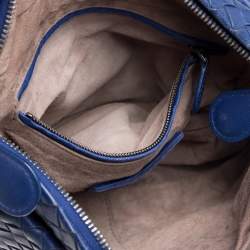 Pre Owned Bottega Veneta Blue Intrecciato Leather Crossbody Bag