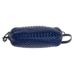 Pre Owned Bottega Veneta Blue Intrecciato Leather Crossbody Bag
