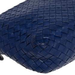 Pre Owned Bottega Veneta Blue Intrecciato Leather Crossbody Bag