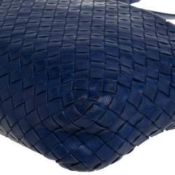 Pre Owned Bottega Veneta Blue Intrecciato Leather Crossbody Bag