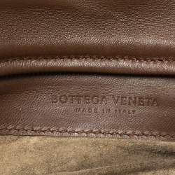 مملوكة مسبقًا حقيبة كلتش بوتيغا فينيتا قفل دوار جلد إنترشييتو بنية