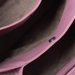 Pre Owned Bottega Veneta Pink Intrecciato Leather Small Roma Tote