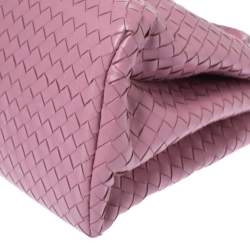 Pre Owned Bottega Veneta Pink Intrecciato Leather Small Roma Tote