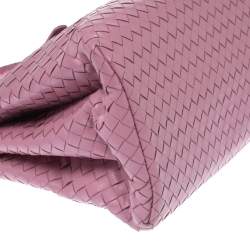 Pre Owned Bottega Veneta Pink Intrecciato Leather Small Roma Tote