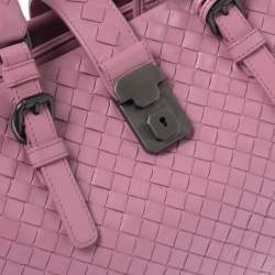 Pre Owned Bottega Veneta Pink Intrecciato Leather Small Roma Tote