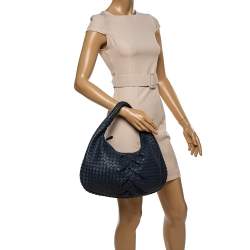 Pre Owned Bottega Veneta Teal Intrecciato Nappa Leather Veneta Hobo