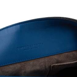 Pre Owned Bottega Veneta Blue Intrecciato Leather Flap Chain Shoulder Bag