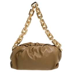 Pre Owned Bottega Veneta Brown Leather The Chain Pouch Bag