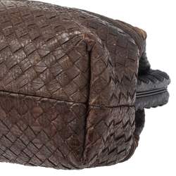 Pre Owned Bottega Veneta Black/Brown Python Frame Top Handle Bag