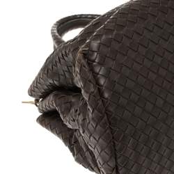Pre Owned Bottega Veneta Dark Brown Intrecciato Leather Large Roma Tote