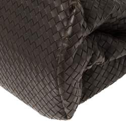 Pre Owned Bottega Veneta Dark Brown Intrecciato Leather Large Roma Tote