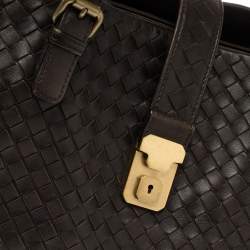 Pre Owned Bottega Veneta Dark Brown Intrecciato Leather Large Roma Tote