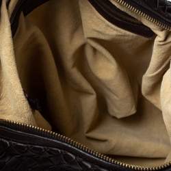 Pre Owned Bottega Veneta Dark Brown Intrecciato Leather Pyramid Shoulder Bag