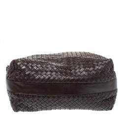 Pre Owned Bottega Veneta Dark Brown Intrecciato Leather Pyramid Shoulder Bag