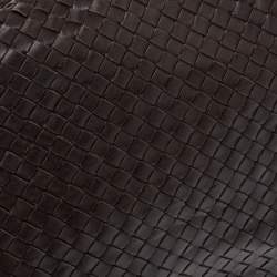 Pre Owned Bottega Veneta Dark Brown Intrecciato Leather Pyramid Shoulder Bag