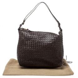 Pre Owned Bottega Veneta Dark Brown Intrecciato Leather Pyramid Shoulder Bag