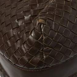 Pre Owned Bottega Veneta Dark Brown Intrecciato Leather Pyramid Shoulder Bag