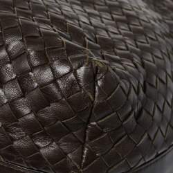 Pre Owned Bottega Veneta Dark Brown Intrecciato Leather Pyramid Shoulder Bag