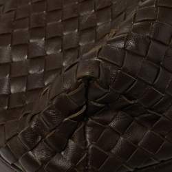 Pre Owned Bottega Veneta Dark Brown Intrecciato Leather Pyramid Shoulder Bag