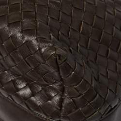 Pre Owned Bottega Veneta Dark Brown Intrecciato Leather Pyramid Shoulder Bag