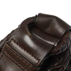 Pre Owned Bottega Veneta Dark Brown Intrecciato Leather Pyramid Shoulder Bag