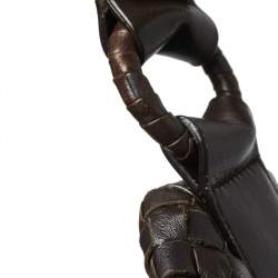 Pre Owned Bottega Veneta Dark Brown Intrecciato Leather Pyramid Shoulder Bag