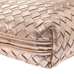 Pre Owned Bottega Veneta Metallic Rose Gold Intrecciato Leather Nodini Shoulder Bag