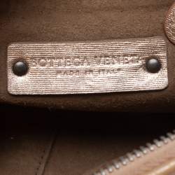 Pre Owned Bottega Veneta Metallic Rose Gold Intrecciato Leather Nodini Shoulder Bag