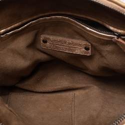 Pre Owned Bottega Veneta Metallic Rose Gold Intrecciato Leather Nodini Shoulder Bag