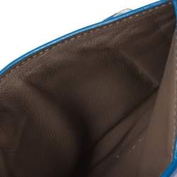 Pre Owned Bottega Veneta Blue Intrecciato Leather Card Holder