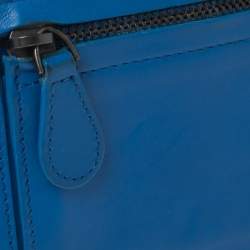 Pre Owned Bottega Veneta Blue Intrecciato Leather Card Holder