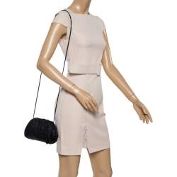 Pre Owned Bottega Veneta Black Intrecciato Leather Mini The Pouch Bag