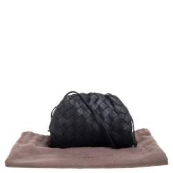 Pre Owned Bottega Veneta Black Intrecciato Leather Mini The Pouch Bag