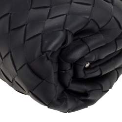 Pre Owned Bottega Veneta Black Intrecciato Leather Mini The Pouch Bag