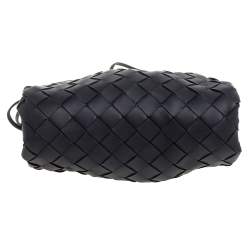 Pre Owned Bottega Veneta Black Intrecciato Leather Mini The Pouch Bag