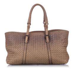 Pre Owned Bottega Veneta Brown Intrecciato Leather Tote Bag