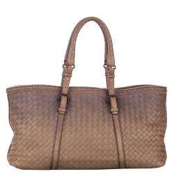 Pre Owned Bottega Veneta Brown Intrecciato Leather Tote Bag
