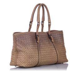 Pre Owned Bottega Veneta Brown Intrecciato Leather Tote Bag