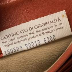 Pre Owned Bottega Veneta Orange Intrecciato Leather Continental Flap Wallet